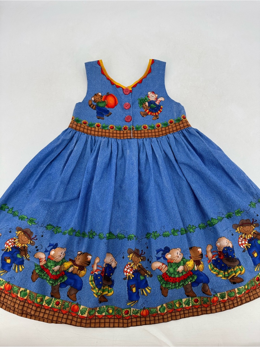 Vintage 70s Cottagecore Farmhouse Americana Thanksgiving Western Girls Dress 3T - Picture 4 of 11